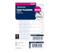 Filofax Calendar Diary Refill, Pocket Size, Horizontal Year Planner, White Paper, English, 2025 (C68201-25)