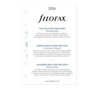 Filofax Calendar Diary Refill, Pocket Size, Two Days on One Page, White Paper, Unruled, Trilingual, 2026 (C68223-26)