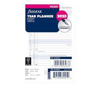 Filofax Calendar Diary Refill, Pocket Size, Vertical Year Planner, White Paper, English, 2025 (C68202-25)