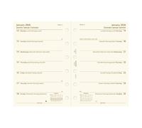 Filofax Calendar Diary Refill, Pocket Size, Week on One Page, Cotton Cream Paper, Unruled, Multilingual: Four Languages, 2026 (C68239-26)