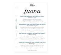 Filofax Calendar Diary Refill, Pocket Size, Week on One Page with Notes, White Paper, Multilingual: Four Languages, 2026 (C68209-26)
