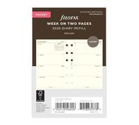 Filofax Calendar Diary Refill, Pocket Size, Week-to-View, Cotton Cream Paper, Unruled, English, 2026 (C68224-26)