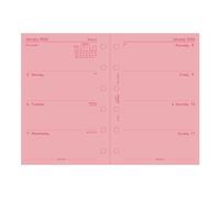 Filofax Calendar Diary Refill, Pocket Size, Week-to-View, Pink Paper, Unruled, English, 2026 (C68278-26)