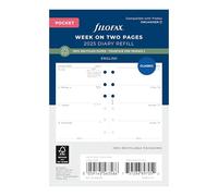 Filofax Calendar Diary Refill, Pocket Size, Week-to-View, White Paper, Unruled, English, 2025 (C68221-25)