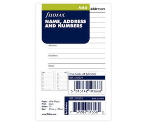 Filofax Compact and Portable Mini Addresses Refill in Cotton Cream Colour