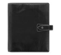 Filofax Malden Organizer, A5 Size, Black - Tactile, Full-Grain Buffalo Leather, Six Rings, Cotton Cream Week-to-View Insert, Multilingual (C028623)