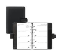 Filofax Metropol Organizer, Personal Size, Black - Leather-Look, Six Rings, Week-to-View Calendar Diary, Multilingual, 2025 (C026902-25)