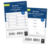 Filofax Mini Sized Diary Refills - Choose Types "Week Per Page or Week Per Two" with a "Vertical Year Planner" 2026 Diarys Choose Packs (Week on Two Pages & Year Planner Vertical)