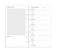 Filofax Organizer Refill, Personal Size, Meal Planner Pack, White Paper, 6.73" x 3.74", 56 Sheets (B132684)