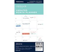 Filofax Personal Clipbook Undated Month Planner Refill, White
