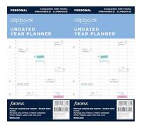 Filofax Personal Clipbook undated Year Planner Refill, Whites (Pack of 2)