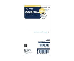 Filofax Personal two days per page 3 language 2024 diary
