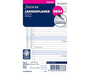 Filofax Pocket 24-68245 Year Planner Vertical (German) 2024, White