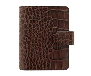 Filofax Pocket Classic Croc Organiser - Chestnut