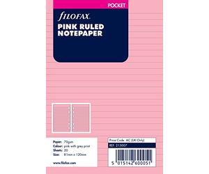 Filofax Pocket Pink Ruled Notepaper