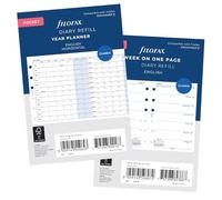 Filofax Pocket Sized Diary Refills - Choose Types "Week Per Page or Week Per Two" with a "Year Planner Horizontal or Vertical" 2026 Diarys Choose Packs (Week on One Page & Horizontal Year Planner)
