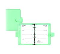 Filofax Saffiano Organizer, Mini Size, Neo Mint - Cross-Grain, Leather-Look, Six Rings, Week-to-View Calendar Diary, Multilingual, 2022 (C028804-22)