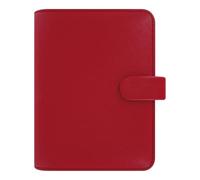 Filofax Saffiano Organizer, Pocket Size, Poppy - Cross-Grain, Leather-Look, Six Rings, Week-to-View Insert, Multilingual (C022471)