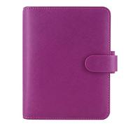 Filofax Saffiano Organizer, Pocket Size, Raspberry - Cross-Grain, Leather-Look, Six Rings, Week-to-View Calendar Diary, Multilingual, 2024 (C022452-24)