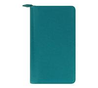 Filofax Saffiano Zip Organizer, Personal Compact Size, Aquamarine - Cross-Grain, Leather-Look, Six Rings, Week-to-View Calendar Diary, Multilingual, 2024 (C022536-24)