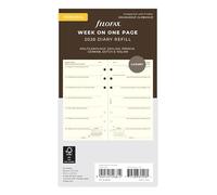 Filofax Week On One Page 2026 Personal Cotton Cream Diary Refill, Multilanguage, 3.74"x6.73"