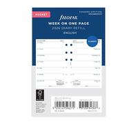 Filofax Week on One Page 2026 Pocket Diary Refill, English, 3.18"4.72"