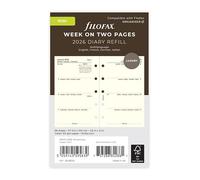 Filofax Week on Two Pages 2026 Mini Cotton Cream Diary Refill, Multilanguage, 2.6"x4.1"