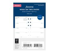 Filofax Week on Two Pages 2026 Pocket Diary Refill, English, 3.18"x4.72"