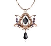 Filofly Amethyst Lotus Pendant Handmade Rose Silver Wire Copper Twisted and Natural Stone Wrapped Jewelry with Necklace 18" for Women Small Rose Silver Copper