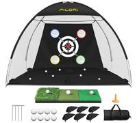 FILORI Golf Practice Net 10x7FT with Tri-Turf Mat, 8 Balls, Tee & Carry Bag, Indoor Outdoor Backyard Training for Driving Chipping Swing, Black