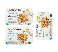 Filosophy Filo Vegan Pie, Traditional Greek Origin Frozen, 10 Flavours Available, Freshest Ingredients Ready to Bake and Eat (Greek FETA Pie 550g, 3 Pack)