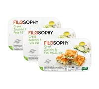 Filosophy Filo Vegan Pie, Traditional Greek Origin Frozen, 10 Flavours Available, Freshest Ingredients Ready to Bake and Eat (Greek Zucchini & FETA Pie 550g, 3 Pack)