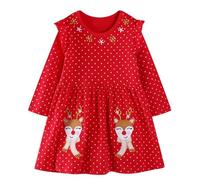 FILOWA Girls Dress Cotton Embroidery Spring Summer Dresses, 3-8 Years | Flying Sleeves, Long Sleeve, Animal Flower Strawberry Polka Dot Print, Child Outfit Fashion Clothes, School Birthday Party