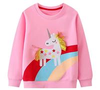 FILOWA Sweatshirt Girls Cotton Sweater Flowers Embroidered, 2-7 Years | Animal Print, Long Sleeve Warm Pullover, Children's Jumper, Spring Autumn Winter Top for Toddler Child, Sports