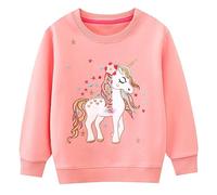FILOWA Sweatshirt Girls Cotton Sweater Flowers Embroidered, 2-7 Years | Animal Print, Long Sleeve Warm Pullover, Children's Jumper, Spring Autumn Winter Top for Toddler Child, Sports