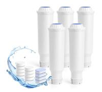 Filswa Water Filter Set 5 Replacement Filters for Melitta Coffee Machine | 4 Descaling Tablets, 8 Cleaning Tablets, Suitable for Coffee Machines Melitta Pro Aqua, Jura, Krups F088, Nivona