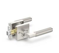 FILTA Brushed Nickel Privacy Door Handles, Knurled Door Levers Interior Black Door Lever Bathroom Door Knobs Heavy Duty Square Door Lock