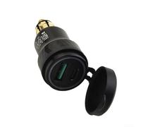 Filteilect 12V-24V 4.2A Voltmeter Red Motorcycle Dual Usb Charger Din Socket, For Hella/DIN Power Port With Waterproof Cover