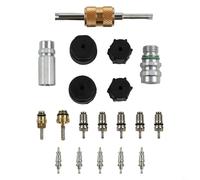 Filteilect 19PC Air Conditioning Valve Core Kit Compatible with for R134a and R12 AC Systems with Brass and Aluminum Construction, Leak Prevention Design Compatible with for Automotive Service