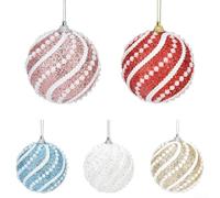 Filteilect 1PC 8cm Foam Christmas Ball Ornament in White Pink Red Blue for Holiday Tree Wedding Party Home Garden Hanging Decor(5PCS/Set)