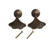 Filteilect 2-Pack Ginkgo For Leaf Drawer Pulls, Single Hole Cabinet Handles in Bronze for Vintage Style Furniture, Wardrobes, and Bookshelves