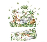 Filteilect 4Pcs Wild Animal Background Wall Sticker Set for Kids Room Decor, Waterproof PVC Material with For Easy Peel and Application for Bedroom Living Room