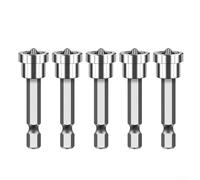 Filteilect 5 Pack 50mm PH2 Magnetic Screw Setter Screwdriver Bits Cross Head Drywall Screw Guide Sleeve Vanadium Steel Drill Bit Set for Electric Tool