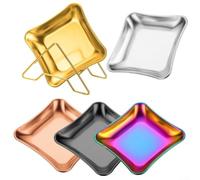 Filteilect 5 Pcs Stainless Steel Sauce Dishes Dipping Bowls Appetizer Plates With Holder for Individual Portion Serving, Space-saving Stackable Design, For Easy Dishwasher