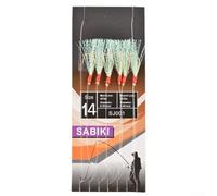Filteilect 6 Pack For Sabiki Soft Fishing Lure Rigs with 6 Hooks, Red Head White Foil Flash, Lumi Beads and Snap Links for Mackerel For Deep Sea Herring(14#)