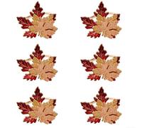 Filteilect 6 Pcs For Maple For Leaf Napkin Rings for Holiday Dining Table Decoration, Alloy Napkin Holders with Elegant Autumn Leaves Design, Orange Party Tableware Accessories(B)