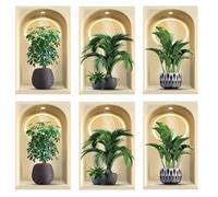 Filteilect 8Pcs Realistic Green Potted Plant Wall Stickers 3D Vinyl Wall Art Decor for Living Room Bedroom Office Waterproof Removable