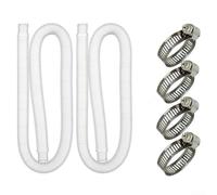 Filteilect Above Ground Pool Filter Pump Hose, 32mm Spiral Wound Construction Water Pipe, with Metal Clamps, Swimming Pool Accessory White