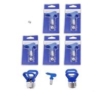 Filteilect Airless Sprayer Nozzle Tip and Nozzle Seats, 6-Pack Spray Tips Set (211/315/417/515/517/523), Metal Wear-Resistant Replacement for Airless Sprayers(Blue)