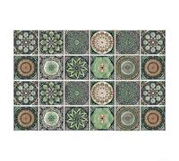 Filteilect Artistic PVC Wall Stickers Set, Of 24 Retro Mandala Tile Decals, Removable Wall Art, Waterproof Wall Decals, for Creative Home Decoration(20cm)